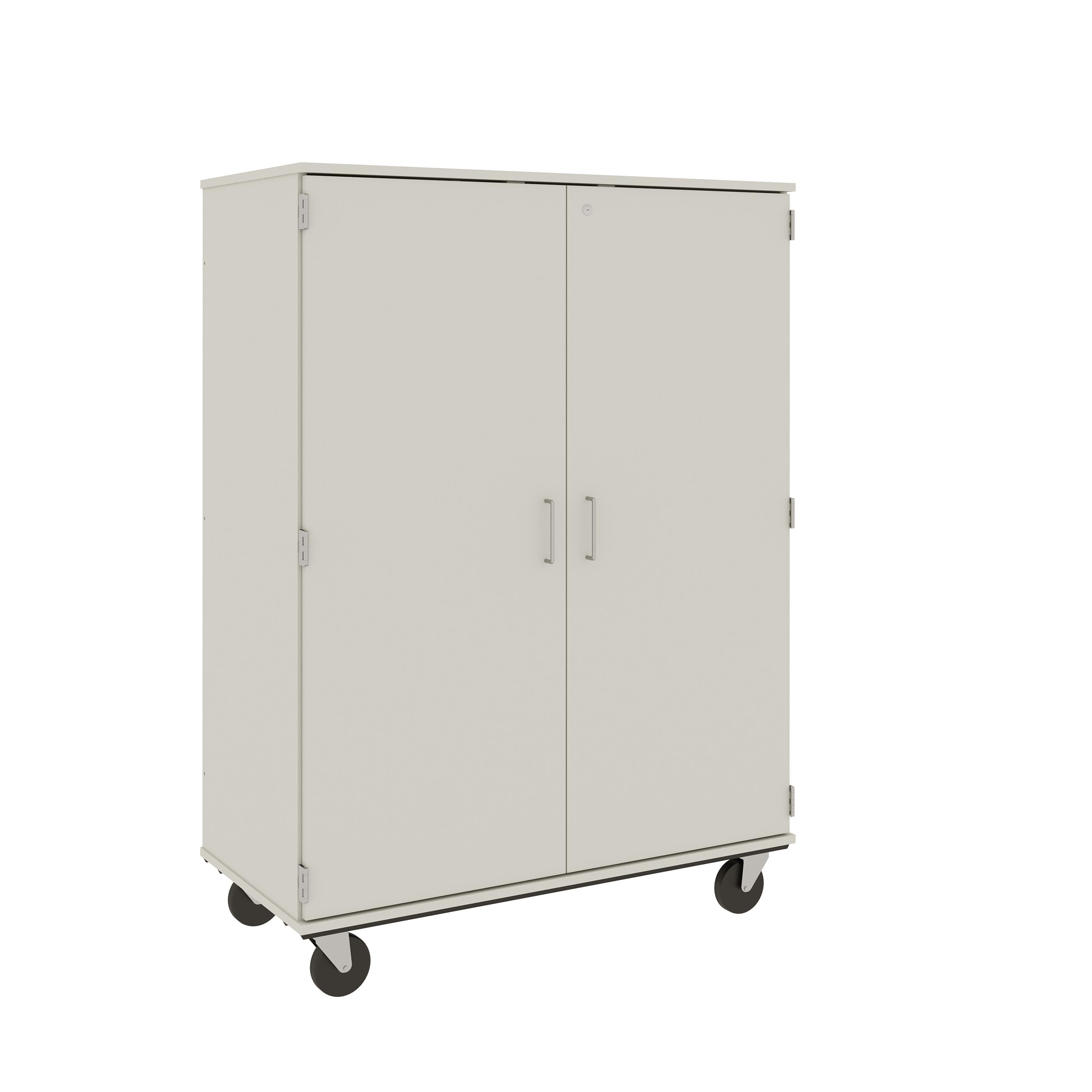 67" Tall Assembled Mobile 4 Shelves Wardrobe/Shelf Storage with Lockable Doors - 80603 F67 - Steven's I.D.SYSTEMS® 67" Tall Assembled Mobile 4 Shelves Wardrobe/Shelf Storage with Lockable Doors - 80603 F67 - Steven's I.D.SYSTEMS®