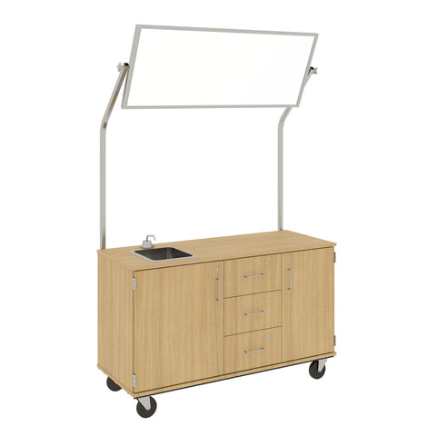 59" Wide Assembled Demonstration Station with Mirror, Sink, Storage Area & Three Drawers 80742 F36 - Steven's I.D.SYSTEMS® 59" Wide Assembled Demonstration Station with Mirror, Sink, Storage Area & Three Drawers 80742 F36 - Steven's I.D.SYSTEMS®