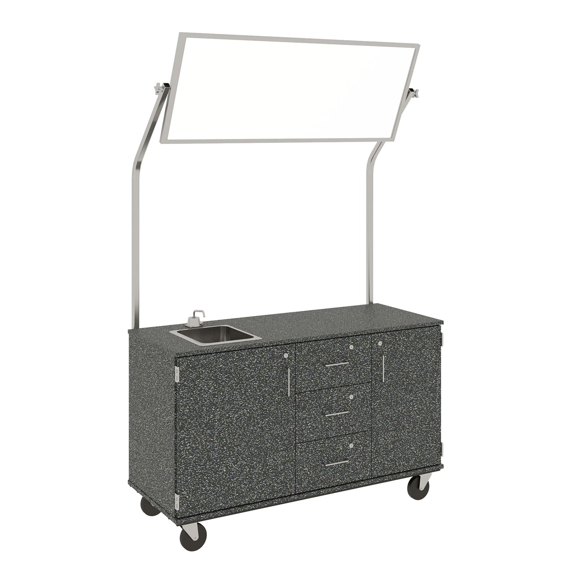 59" Wide Assembled Demonstration Station with Mirror, Sink, Storage Area & Three Drawers 80742 F36 - Steven's I.D.SYSTEMS® 59" Wide Assembled Demonstration Station with Mirror, Sink, Storage Area & Three Drawers 80742 F36 - Steven's I.D.SYSTEMS®