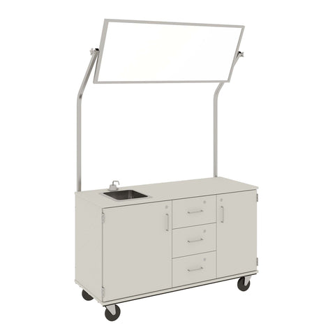 59" Wide Assembled Demonstration Station with Mirror, Sink, Storage Area & Three Drawers 80742 F36 - Steven's I.D.SYSTEMS® 59" Wide Assembled Demonstration Station with Mirror, Sink, Storage Area & Three Drawers 80742 F36 - Steven's I.D.SYSTEMS®