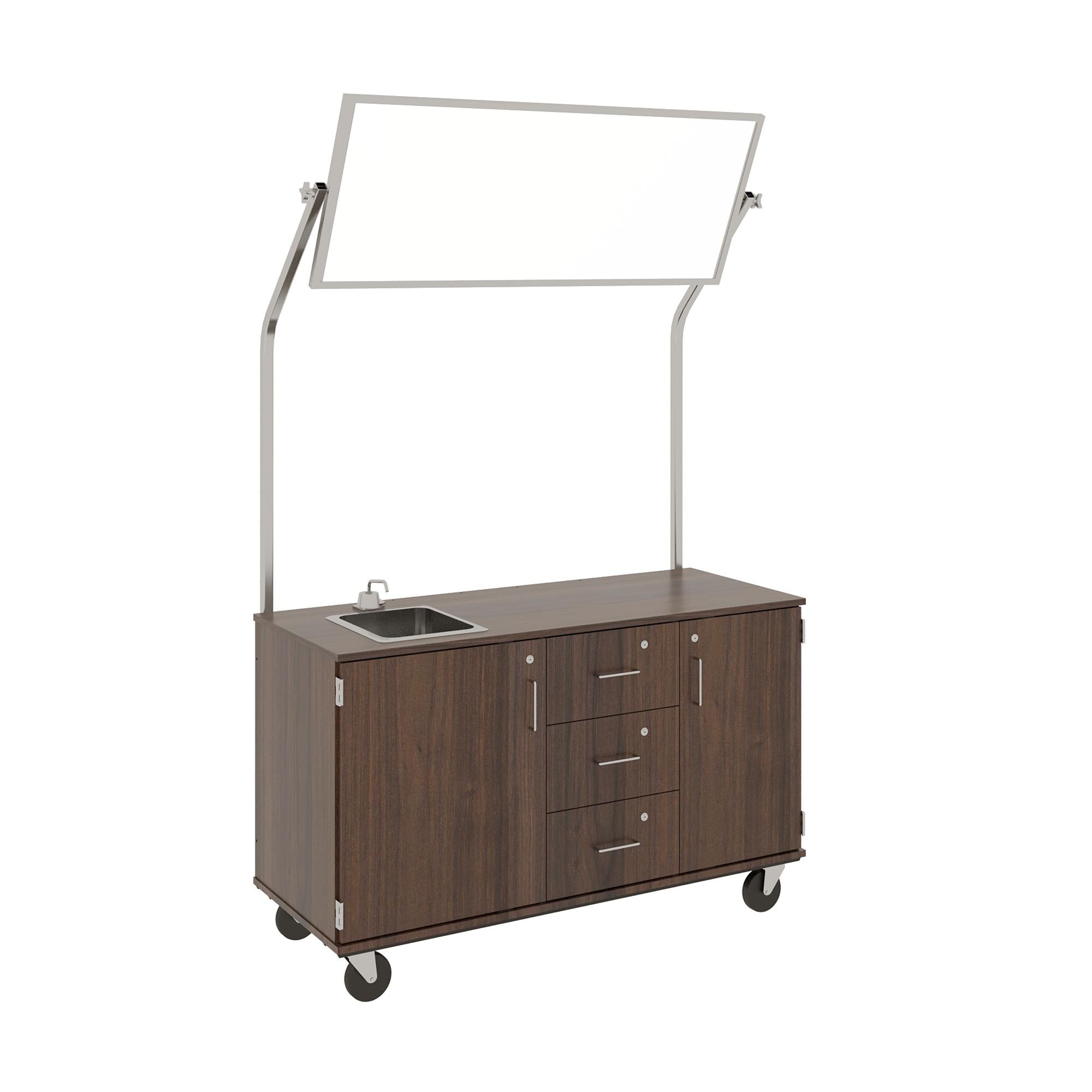 59" Wide Assembled Demonstration Station with Mirror, Sink, Storage Area & Three Drawers 80742 F36 - Steven's I.D.SYSTEMS® 59" Wide Assembled Demonstration Station with Mirror, Sink, Storage Area & Three Drawers 80742 F36 - Steven's I.D.SYSTEMS®
