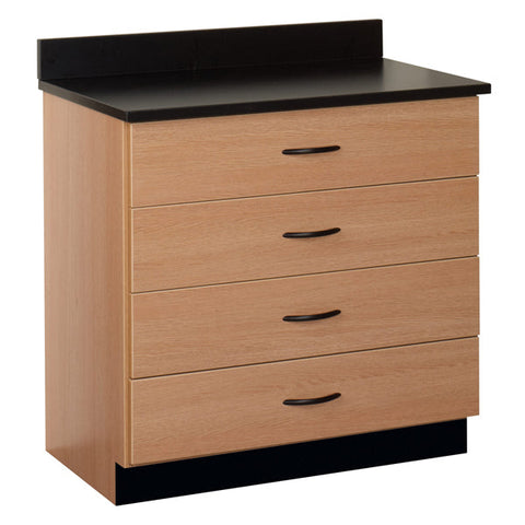 Four Drawer Base Cabinet with Lock and Base Molding 81370 K36