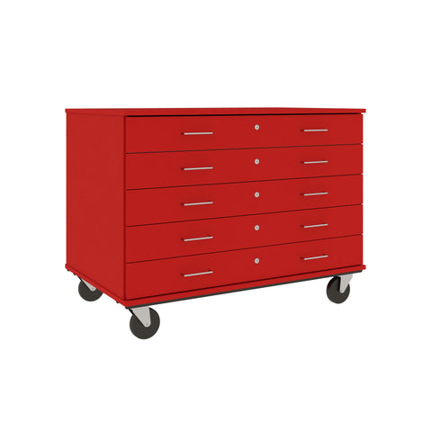 36" Tall Assembled Five Drawer Mobile Storage Cabinet with Lock - 80392 F36
